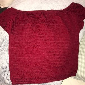 Red Smock off the shoulder Crop top